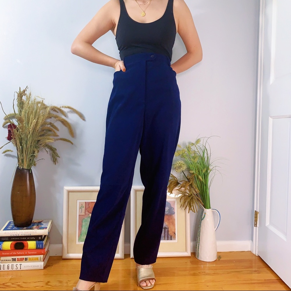 Vintage Kelly Scott Tapered Navy Trousers Med/Lrg